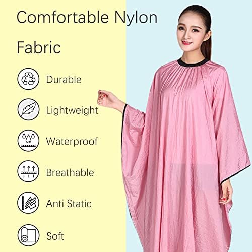 Barber Hair Cutting Cape with Adjustable Neckline 55" x 63" Pink - Image 3