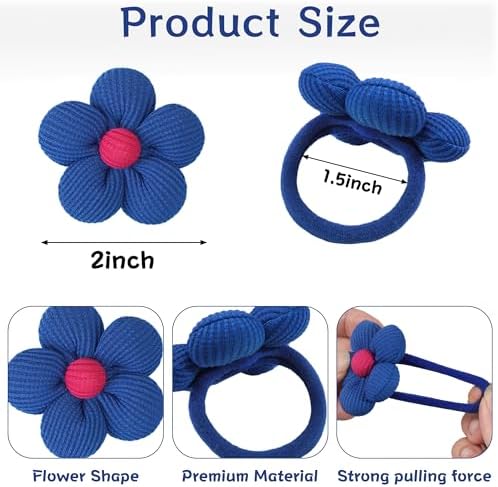 CÉLLOT 10PCS Flower Hair Ties,4cm in Diameter Seamless Nylon Bands, Normal Ponytail Holders for Girls,Teens and Women - Image 3