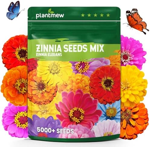 5000+ Zinnia Dahlia Seeds Flower Seeds for 2026 Planting, 1.5 Oz, 5 Varieties (Pink, Yellow, Orange, White, Purple), 40G Mixed Colors and Large Blooms, Open Pollinated - Bulk by PLANTMEW