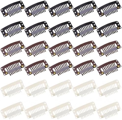 WILLBOND 30 Pcs Wig Clips Hair Extensions, 9-Teeth 32 Mm, Multiple Colors by Willbond+Technology+Limited