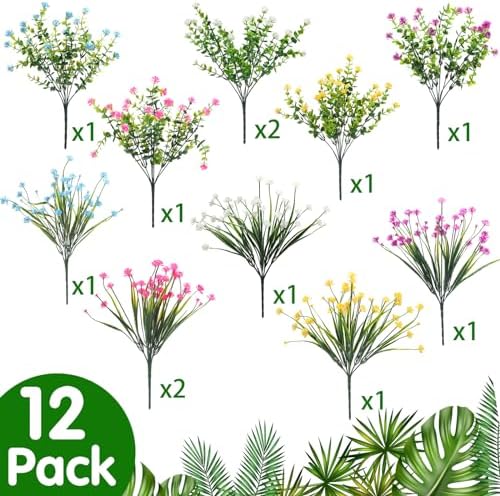 WILLBOND 12 Bundles UV Resistant Faux Flowers, Lovely Color - Image 2