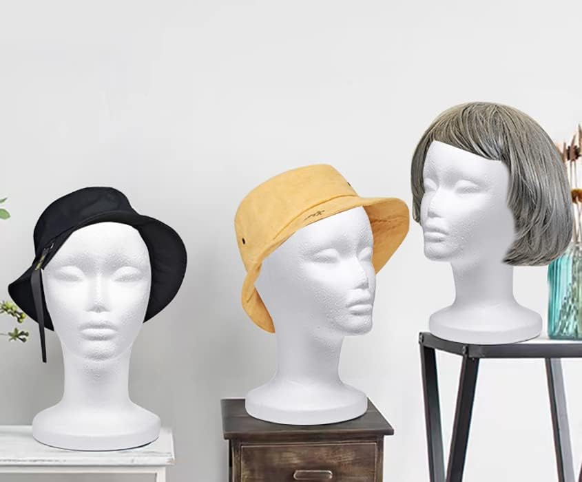 Foraineam 3 Pack 12 Inch Foam Head Female Foam Wig Heads Mannequin Manikin Cosmetics Model Head Wigs Display Holder Hats Glasses Hairpieces Stand - Image 2