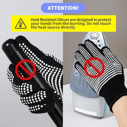 Teenitor 2 Pcs Heat Resistant Gloves With Silicone Bumps, Heat Resistant Gloves For Sublimation, Heat Protection For Hair Styling White - Image 6