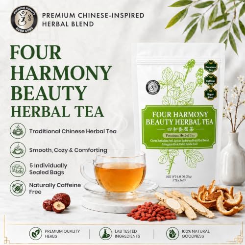 Herb Guru Herbal Tea, Four Harmony Beauty Goji & Jujube, 5 Bags (50 Cups) - Image 2