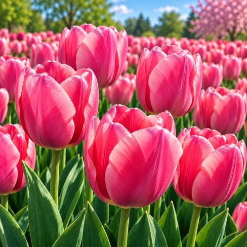 25 Big Love Tulip Bulbs | Rich Pink Darwin Hybrid Tulips for Spring Gardens by CZGrain
