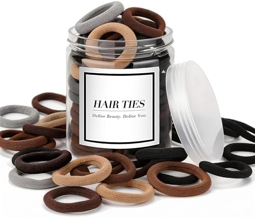 50PCS Hair Ties for Thick Hair, Seamless Cotton Ponytail Holders by iFwevs