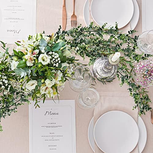 Sggvecsy Artificial Eucalyptus Garland 5 Pack Fake Eucalyptus Greenery Garland Faux Hanging Plants Artificial Vines, 5.6 Feet/Strand for Wedding Backdrop Arch Wall Table Party Outdoor Festival Decor - Image 4
