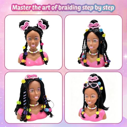 36Pcs Doll Head for Hair Styling Kids, Hair Salon Toy with Realistic Dryer, Straightener, Pretend Makeup Kit & Accessories, Birthday Gifts for Girls 3-8 - Image 7