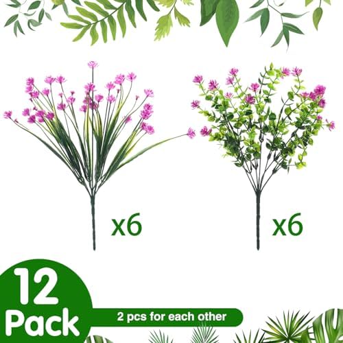 WILLBOND 12 Bundles UV Resistant Faux Flowers, Fuchsia - Image 2