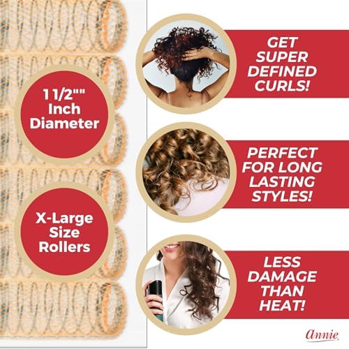 Annie Wire Mesh Rollers – Small 1-1/2 Inch Hair Curlers for Tight Curls & Ringlets, Heatless Styling Tools for Short to Long Hair – 12 Count (Peach) - Image 3