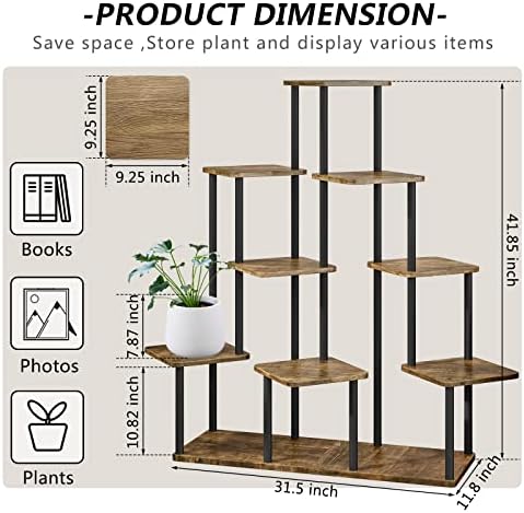 AZERPIAN 9 Tier Tall Plant Stand Indoor Corner Tiered Shelf Metal MDF Board - Image 4