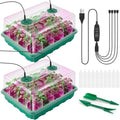 Hanaoyo 96 Cells Seed Starter Tray with Lights, 2 Packs Seed Starter Kit with Humidity Vented Domes and High Lid, Adjustable Brightness Germination Kit for Indoor Greenhouse Seed Starter by Hanaoyo