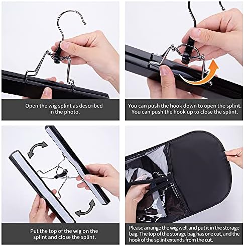 Wig Bags Storage With Hanger- 3PCS Hair Extensions Storage Bag Hair Hangers For Extensions Hairpieces Storage Holder (black) - Image 4
