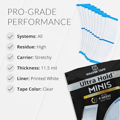 Walker Tape Ultra Hold Mini Tabs, Double Sided Wig Tape Tabs for Lace Systems and Tape in Hair Extensions Human Hair, Strong Long Lasting Hairpiece Tape for Replacement and Secure Bonding, 72 Pieces - Image 5