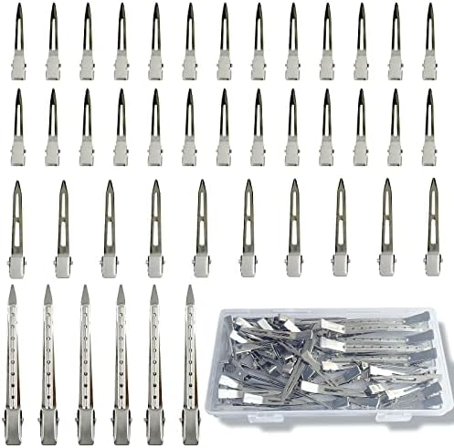 HiJeaton Metal Silver Duck Clips for Women Styling Curl Rollers Loc Retwist by HiJeaton