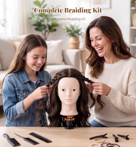 30" Human Hair Makeup Mannequin Head with Tripod Stand for Hair Styling - Image 6