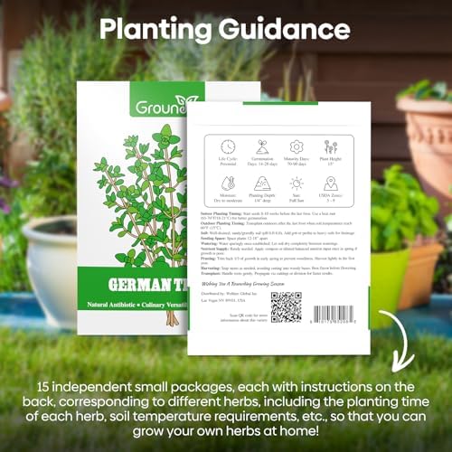 Groundio Herb Seeds, 15 Variety Packs, 5,700+ Non-GMO Heirloom Seeds | Herb Seeds for Planting Indoor, Outdoor & Hydroponic, with Rosemary, Basil, Mint, Lavender, Lemon Balm Seeds - Image 7
