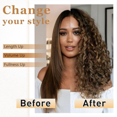 Vigorous Curly Clip In Hair Extensions,4PCS 20 inch Thick Curly Hair Extensions Lace Weft Clip Ins Invisible Natural Synthetic Hairpieces for Women,Chocolate Brown with Highlights（6H12） - Image 5
