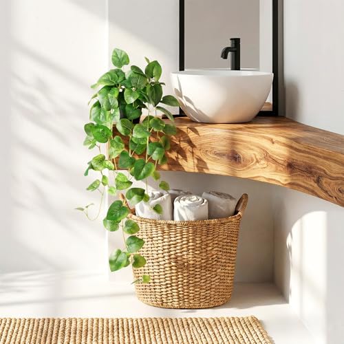 Fake Pothos Hanging Plant - Set of 2 Artificial Plants Indoor with Pots, Silk Faux Greenery Ivy for Outdoor, Fake Potted Plants for Wall Farmhouse Room Decor, Green 33In - Image 6