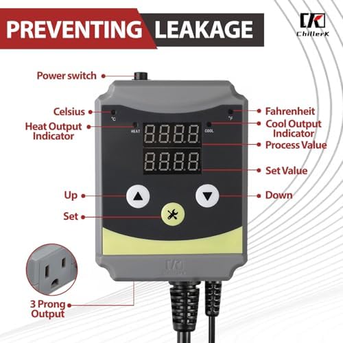 Refrigeration and Constant Temperature Control,Reptile Thermostat Temperature Controller,Digital Heat Mat for Seed Starting,Plant Germination,Incubator,Brooder, Brewing,Cooling Devices,-4-176°F,1000W - Image 3