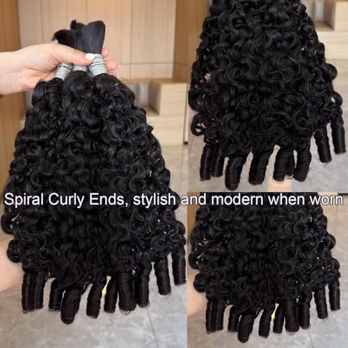 Lemoda 15A Human Braiding Hair for Boho Braids Burmese Curly Spiral Curly Ends Bulk for Daughter/Friend For Bohemian Knotless Braids 28Inch 1Bundles 100g/1Bundle No Weft Extensions - Image 4
