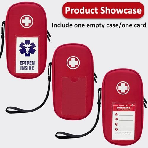 EpiPen Carry Case Insulated,Emergency Medical Bag with Carabiner-for 2 EpiPens,Asthma Inhaler,Auvi-Q,Anti-Histamine,Allergy Medicine,Eye Drops,Diabetes Travel Case(Red) - Image 4