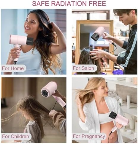 Slopehill Professional Ionic Hair Dryer, Powerful 1800W Fast Drying Low Noise Blow Dryer with 2 Concentrator Nozzle 1 Diffuser Attachments for Home Salon Travel (Pottery Pink and Rose Gold) - Image 7