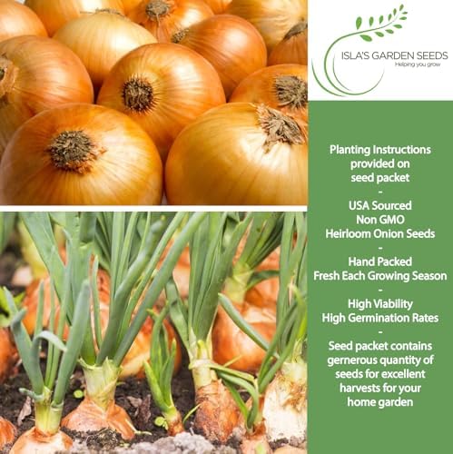Yellow Sweet Spanish Onion Seeds (Allium cepa) – 750+ Non-GMO Heirloom Seeds by Isla’s Garden Seeds, Mild & Sweet Flavor, Large Golden Bulbs, Excellent for Cooking, Slicing & Storage, Garden Gift Idea - Image 2