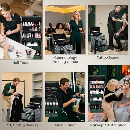 Rolling Train Case 2 Large Drawers Salon Cart Cosmetology Case on Wheels - Image 6