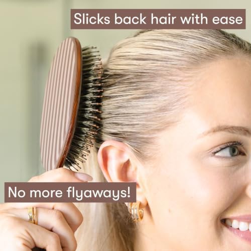 FRAMAR Soft Boar Bristle Hair Brush – Slick Back Brush, Boar Bristle Brush - Image 3