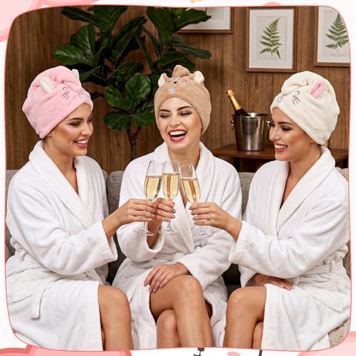 3 Pack Microfiber Hair Towel Wrap for Kids, Hair Drying Turbans - Image 7