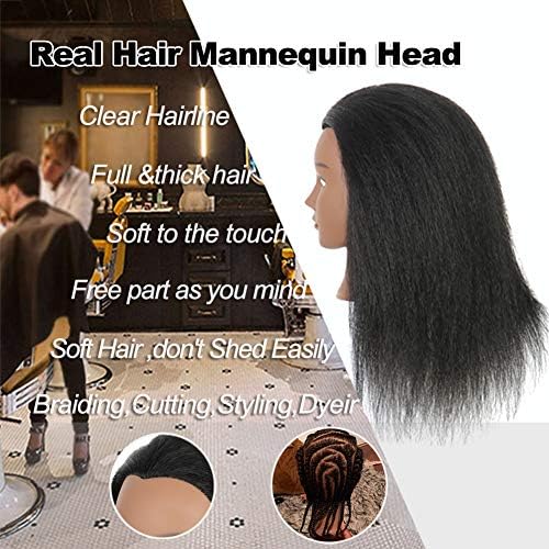 14 Inch 100% Real Human Hair Mannequin Head, Manikin Head with Hair - Image 3