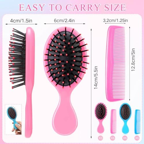 Nuogo 24Pcs Hair Brush Comb Set Mini Wet Detangler for Travel, Fresh Color - Image 2