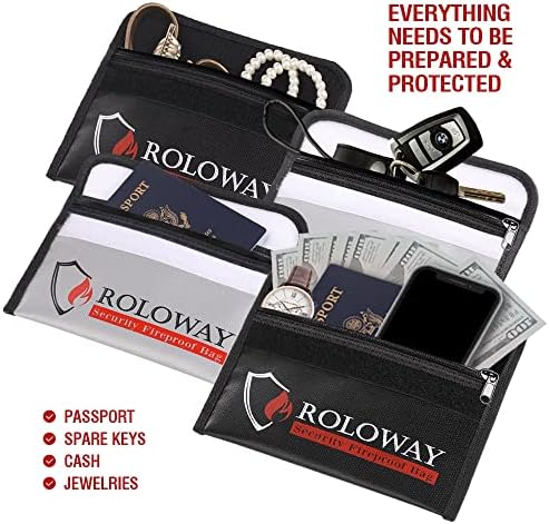ROLOWAY Small Fireproof Bag (5 x 8 inches), Non-itchy Fireproof Money Bag for Cash, Valuables, Passport, Currency & Keys (6-Pack) - Image 4