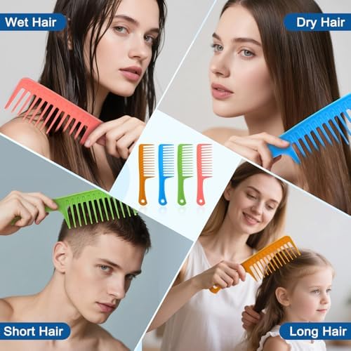 60 PCS Wide Tooth Comb for Curly Hair, Large Tooth Comb Can Easily Detangle Wet and Dry Hair Knots, Used for Styling and Daily Care (Pink + Green + Blue + Orange) - Image 6