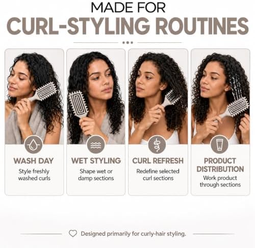 Curly Hair Brush Candybrush Curl Defining Brush for Detangling Shaping and Defining Curls for Women, Men, Wet & Dry Hair (Beige) - Image 6