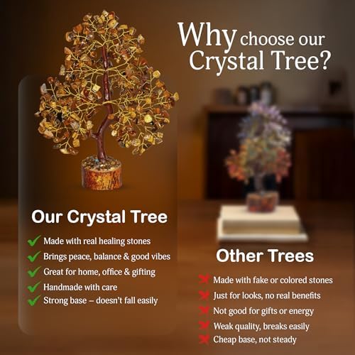 YATSKIA Tiger Eye Tree of Life Crystal Bonsai, Unique Gifts for Women, Sister & Friends, Handmade Gem Tree, Home, Bedroom & Office Desk Decor, Birthday Gifts - Image 6