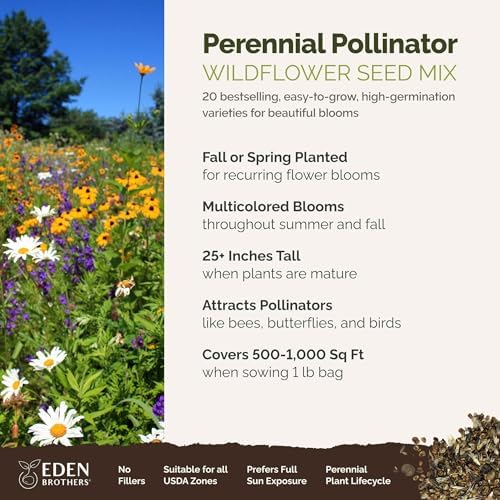 Eden Brothers Perennial Pollinator Wildflower Mixed Seeds, 1lb - Image 2
