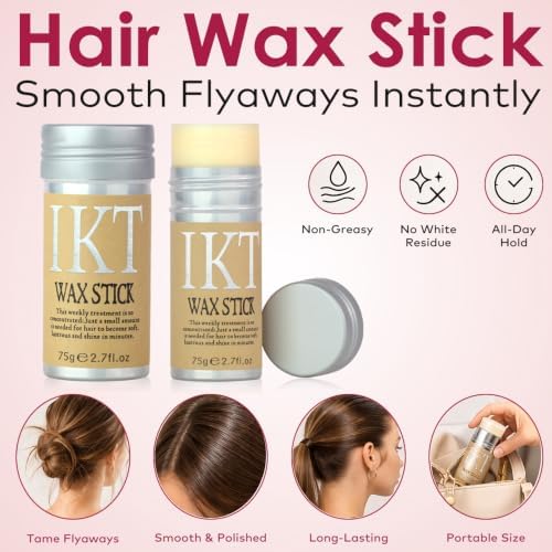Hair Wax Stick with Slick Back Hair Brush Set for Flyaways, Teasing Boar Bristle Brush, Edge Hair Brushes, Volume Comb, Rat Tail Comb for Girls, Kids, Women & Men,Pink - Image 3