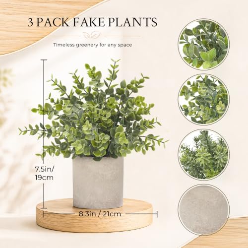 Der Rose 3 Pack Fake Plants Artificial Plants for Office Bathroom Decor - Image 2