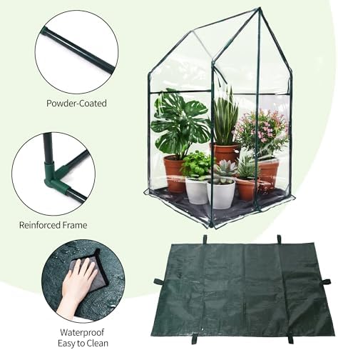 Mini Greenhouse 36"x36"x58.5" Plant Cover Tent Seed Starting Waterproof Floor Mat Small Plant Tent for Use on Patio Balcony Porch & Indoors/Outdoors - Image 5