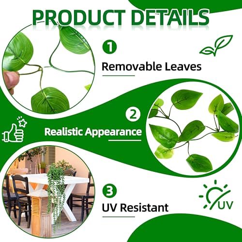 Palonu Artificial Hanging Plants for Shelf, 4 Pack Fake Potted Greenery Plant Faux Mandala Vine, String of Pearls, Ivy Vine,Persian Grass Fern in Pot for Desk Home Bathroom Farmhouse Room Table Decor - Image 3