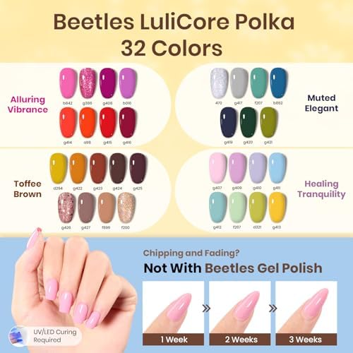 Beetles LuliCore Polka Gel Nail Kit with Nail Drill - 32 Color Fall Nails - Image 6