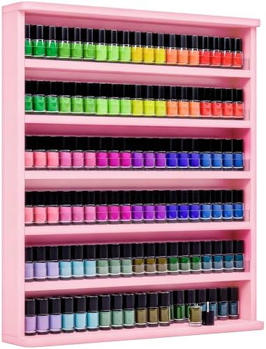 Kikihouse Wood Nail Polish Rack,6 Layers Wall Mount Nail Polish Organizer by Kikihouse