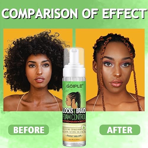 Goiple Braid Mousse, 8 fl oz for Braids Twist, Locs - Long-Lasting Hold, Frizz Control, High Shine and Moisturizes, Sugar Melon Fragrance - Image 5