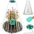 Cloches for Plants, Transparent Plant Covers, Garden Cloches with Humidity Domes, Securing Pegs and Plant Labels, Reusable Plant Protectors from Animals Plant Bell Cover (Transparent-30pcs-S) by Ryscam