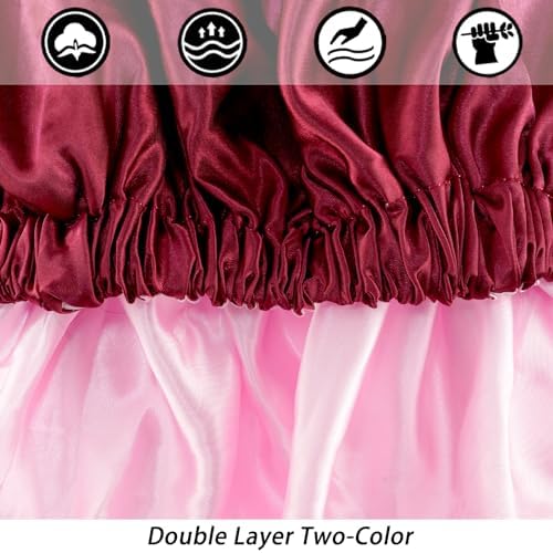Edoneery Satin Bonnet for Sleeping Women, Double Layer Curly Hair Cap - Image 6