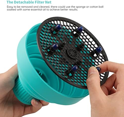 Collapsible Blow Dryer Diffuser, Segbeauty Travel Portable Hair Diffuser for Natural Curly Hair, Professional Lightweight Folding Diffuser Attachment for Dryers Nozzle 1.54 to 1.69 inches Ice Blue - Image 5