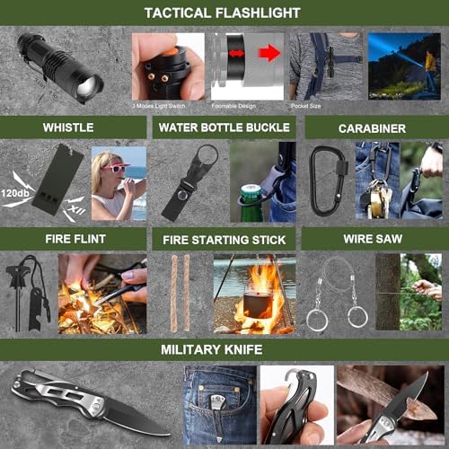 Gifts for Men Christmas Survival Kit and First Aid kit, Emergency Supplies Camping Accessories with Upgraded Molle Bag for Outdoor Adventure Camping Hiking Hunting - Image 6