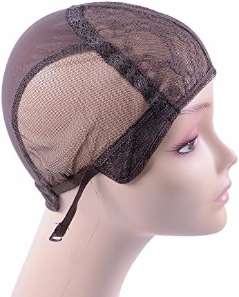 YANTAISIYU Wig Making Caps Double Lace Wig Caps For Making Wigs Adjustable Wig Cap Weave Caps for Making Wigs Hairnets (Dark Brown S) - Image 4